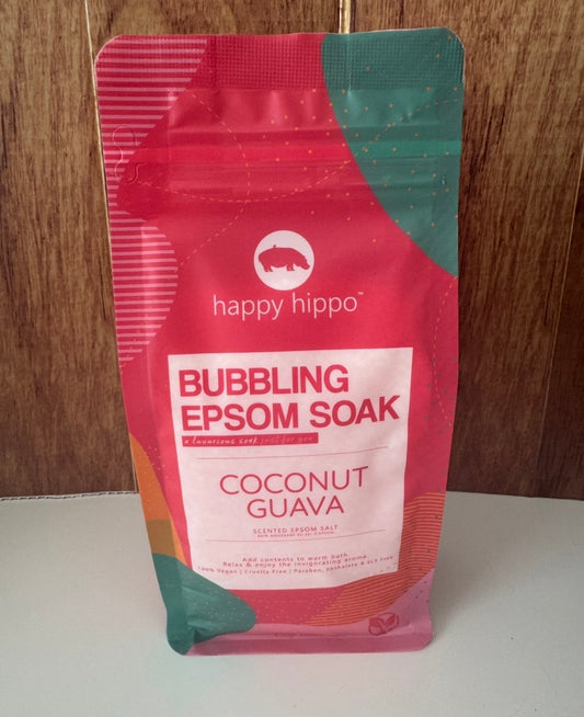 Happy Hippo Bubbling Epsom Soak Coconut Guava 600g
